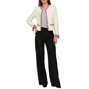 ESCADA Jacket Womens Size 42 Cream Multi Color Tweed Boucle
